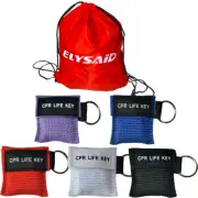 100pcs 5 Colors First Aid CPR Masks Keychain Pouch CPR Face Sheild One Way Valve