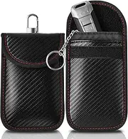 2 Pack Faraday Pouch for Car Keys, RFID Key Pouch Keyless Car Blocker, Car Key Signal Blocking Pouch, Blocking Signal Keyless Entry Car Keys Case (Red+Red)