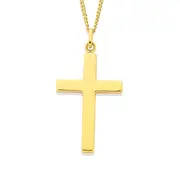9ct Gold 30mm Plain Cross Pendant