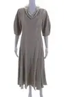 Jonathan Simkhai Womens Crochet Knit Vegan Leather Midi Dress Beige Size 6