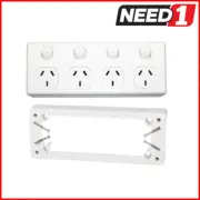 3A AU Quad PowerPoint 10A 250v & Mounting Block to Suit 4 Gang GPO Socket Outlet