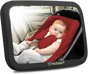 Large Shatterproof Baby Car Mirror - Safety Baby Car Seat Mirror - Baby Car Mirror for Back Seat Rear View - Carseat Mirrors - Baby Mirror For Car, Child Safety Car Seat Accessories (Sleek Black)