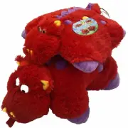 Pillow Pets Fiery DRAGON set of 2 Red Polka Dot Plush Stuffed animal 2010 New