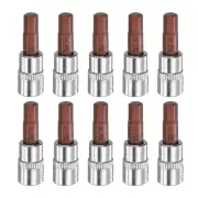 10pcs H6 Hex Bit Socket 1/4" Square Drive Metric Extension Impact Bit, Red
