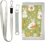 [Yoogain] Green Cute Rabbits Cartoon credit card wallet gifts for young cool billfolds with lanyard, green cute rabbits cartoon, 1 size, Fashion