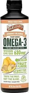 Barlean's Organic Oils Seriously Delicious Ginger Peach Swirl from Algae Oil with 630 mg of Omega-3 EPA/DHA - Vegan, All-Natural Fruit Flavor, Gluten-Free - 16 oz…