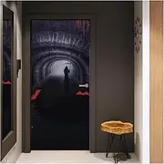 Door Stickers Creepy Nun Zombies 3D Vinyl Decal, Modern Festival Door Wallpaper, Creative Halloween Sticker, Home Decor(O)