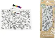 Koala Dream Reusable Silicone Drawing Mat – Farm Animals | Includes 12 Washable Markers | Mess-Free & Eco-Friendly Colouring Mat for Kids | Designed in Australia | Ideal for Travel & Home | Ages 3+
