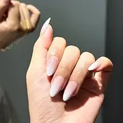 [Bianco Sue] Press-On Nails | Soft Pink Ombre Almond False Nails, Reusable Stick-On Fake Nails with Adhesive Tabs and Glue | Salon-Grade Quality | 15 Sizes - 30 Nail Kit
