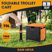 70L Shopping Cart Trolley Foldable Camping Cart Grocery Basket Storage w/ Wheels