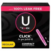 U by Kotex Click w/ComfortFlex Tampon 12 pack Regular Compact (missing 4)