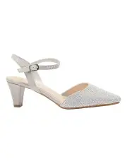 [Easy Steps] Adelle Heeled Shoes In Silver Fabric