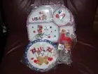 CHILDRENS 3 PIECE MALAMINE USA SET BEARS 4 SECTION PLATE,ROUND PLATE & SIPPY CUP