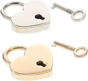 Cabilock 2pcs Heart Shaped Bag Hanging Lock Wishing Lock for Suitcases Diaries Cabinets Sturdy Padlock Lightweight Design Present for Couples