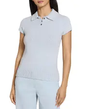 Theory Cap Sleeve Textured Knit Polo