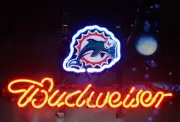Miami Dolphins Light Beer 20"x16" Neon Sign Glass Lamp Bar Wall Decor Artwork