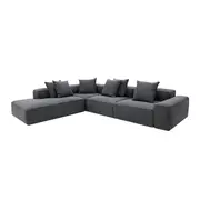 [James Lane] Riley Linen Charcoal Modular Sofa - Arm, 2x Armless, Corner, Left Terminal