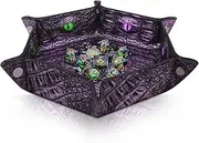 Byhoo Crocodile Pattern DND Dice Tray, Foldable Hexagonal Dice Rolling Tray, Glow-in-the-Dark Eye Dice Tray, Perfect for RPGs, DND, and Tabletop Games(Purple)