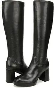 Naturalizer Women's Ona Platform Tall Knee High Boot Black Leather Wide Calf