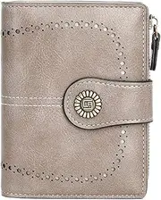 [aolaso] Small Women Wallet PU Leather RFID Blocking Bifold Small Purse, Ladies Purse with Credit Card Holder Coin Pocket Zipper Clutch Wallet-Grey, Green, Fashion