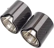 1PCS Glossy Carbon Fiber Exhaust Tip Auspuffspitze Compatible For BMW M2 M3 M4 M135i M235i M140i M240i M335i M340i M435i(IN60-OUT 93mm)