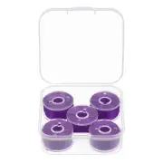 Prewound Sewing Bobbin Thread Set of 5pcs with Storage Plastic Case, Purple