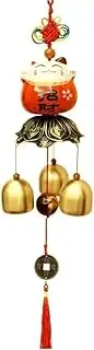 Wind Chimes Outdoor Copper Bell Lucky Cat Wind Chime Shop Doorbell Hanging Decoration Creative Gifts Home Accessories Decoration Memorial Wind Chime (Size : Three Bells)