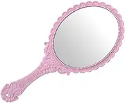 2pcs Retro Pattern Handheld Makeup Mirrors Portable Cosmetic Mirror for Travel Wall Hanging Women Girls Glass Surface