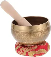 Yardwe 1 Set Sound Bowl Singing Bowl with Wooden Rod Washer for and Relaxation for Mindfulness and Practices Random Color