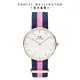 Daniel Wellington DW 手錶 Classic Winchester 36mm粉藍織紋錶-白錶盤-玫瑰金框 DW00100033