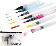OOKU Watercolor Brush Pens - Set of 7 Multi-Purpose Watercolor Pens Refillable,