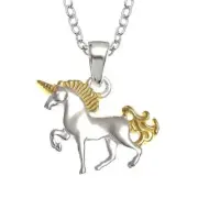 925 Sterling Silver Gold Unicorn Pendant Necklace Tree Of Life Earrings Gift Box