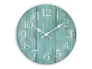 29cm Clock White & Aqua Background Glass Face Home Wall Art