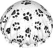 Dog Paw Pattern Print Various Activities Shower Cap Reusable Soft And Lightweight Bath Hair Cap Long Hair