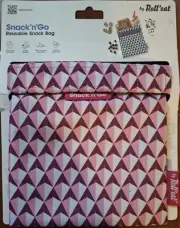 Snack N' Go Reusable Snack Bag By Roll' Eat - Pink & White