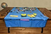 Large Portable PlayMat with Patent-Pending pockets for convenient craft, blue