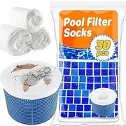 RAINFLOW 30-Pack Pool Skimmer Filter-Socks Pool Socks for Skimmer Filters Baskets Savers for Cleans Debris,Leaves,Other Small Particles In-Ground and Above-Ground