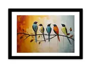 Bird on Branch Canvas Framed Art