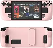 Steam Deck Case with Stand, Colorful PC Skin Friendly Cover Protection for Steam Deck Game Console Drop-Proof Case with Full Protection (Pink)