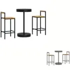 Outdoor Bar Set 3 Piece Dining Table and Stools Black Rattan and Wood vidaXL