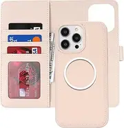 Cavor Wallet Case for iPhone 15 Pro Max 6.7" Leather Case 2 in 1 Magnetic Detachable Flip Cover Support Magsafe Charging with Stand Feature Card Slots-Off White