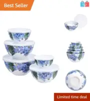 Stylish 10-Piece Nested Mixing Bowls with Lids - Shatterproof & Dishwasher Safe