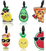 Baowindy 6 Pack Unique Luggage Tags for Suitcase, Cute Silicone Suitcases Backpack Tags for Women Men Kids, Funny Luggage Tags Baggage Identify Label with Loop (Style 2)