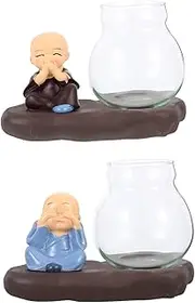 Totority 2Pcs Resin Monk Hydroponic Planter Decorative Vase for Home Table Centerpiece Small Desktop Planter for Flower Propagation Modern Decorative Vase with Artistic Design