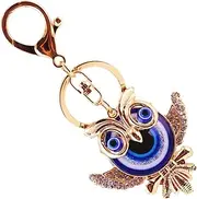 [Healeved] Evil Eye Owl Keychain Holder Stylish Bag Hanging Decor Lightweight and Compact Keyring Backpack Purse Unique Design with Craftsmanship
