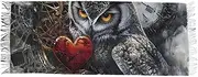 [XYMZR] Owl Red Heart Clock Women’s Scarf Soft Warm Long Scarves Shawl Wrap for Winter Autumn Spring Travel Office Home, Multi-colored