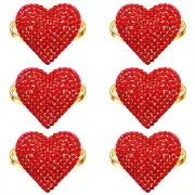 Heart Napkin Rings Set of 6, Valentine’s Day Rhinestone Glitter Enamel Heart ...