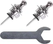 2pcs Metal Strap Locks for Instrument Guitar with a Wrench,Bass Strap Locks Set,Plated Alloy Security Strap Locks,Security Strap Lock System for Acoustic/Electric/Bass Guitar (Silver)