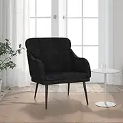 Armchair Velvet Black, Seat 63x76x80 cm, Padded Metal Frame, Comfy Chair for Living Room & Small Spaces, Modern Recliner Single Sofa Chairs