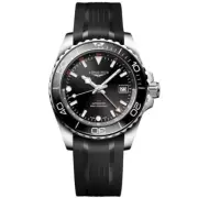 New Longines HydroConquest GMT 41mm Black Rubber Men's Watch L37904569